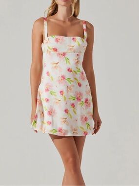 Astr Floral Mini Dress in Pink, Green & Yellow